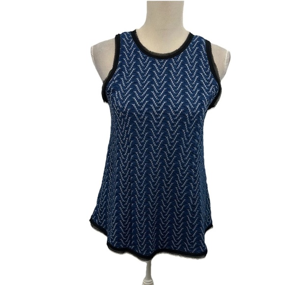 Anthropologie Postmark Sleeveless Blouse Blue Textured Dressy Quilted Size Small - Picture 2 of 8